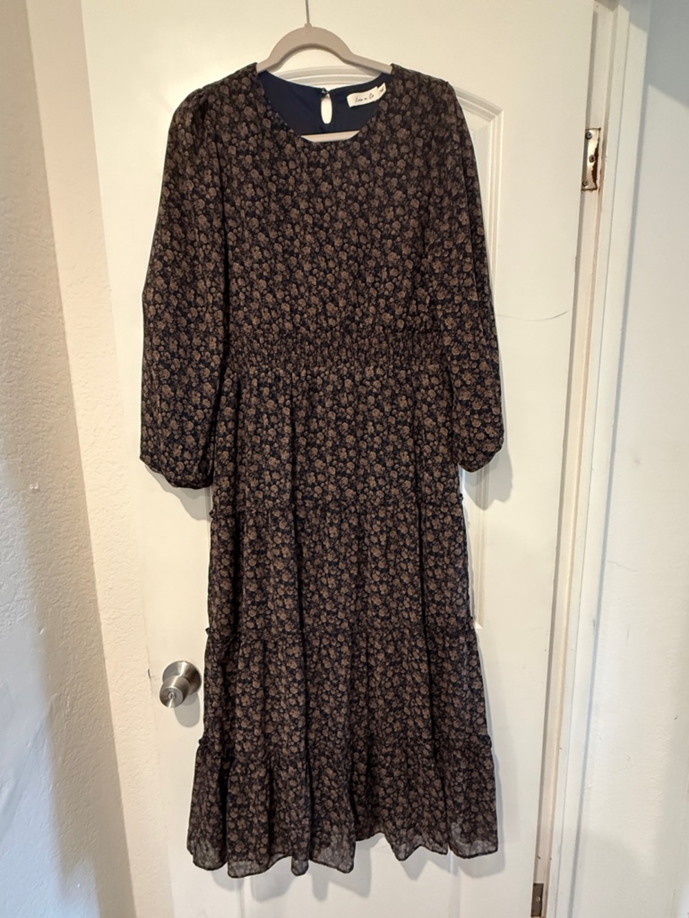 Navy and Brown Maxi Dress
